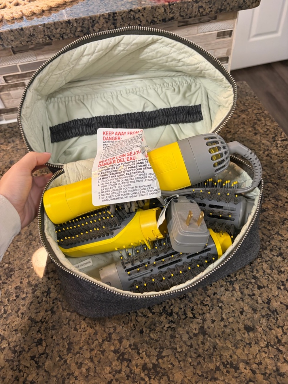 Drybar Triple Shot Interchangeable Blow-Dryer Brush in Yellow and Gray